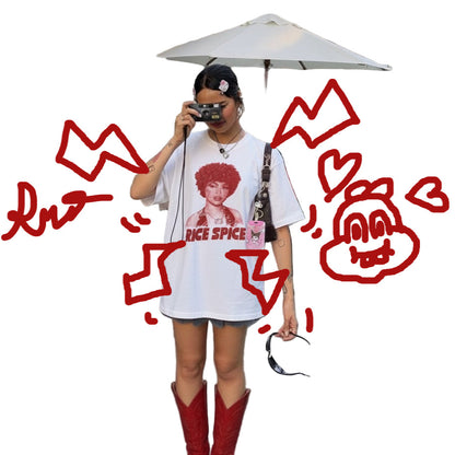White Oversize T-Shirt - 'RICE SPICE'
