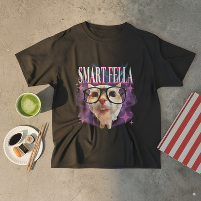 Smart Fella Cat Graphic Tee | Fun Pet Lover Gift, Casual Wear, Birthday Present, Animal Apparel, Everyday Style, meme shirt, cool shirt