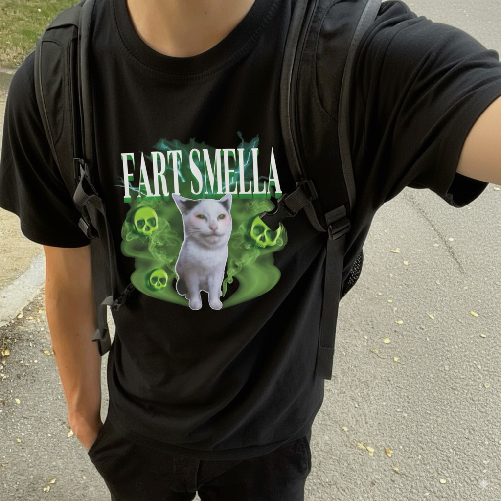 Funny Cat Graphic Tee - Fart Smella, Gift for Cat Lovers, Unique T-Shirt, Humorous Apparel, Pet Owner Gift, Novelty Tee